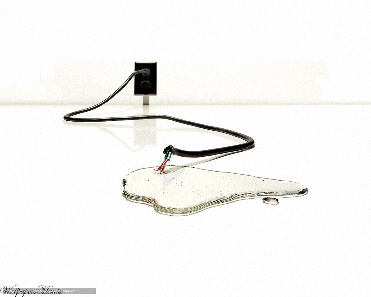 Broken cable on white surface