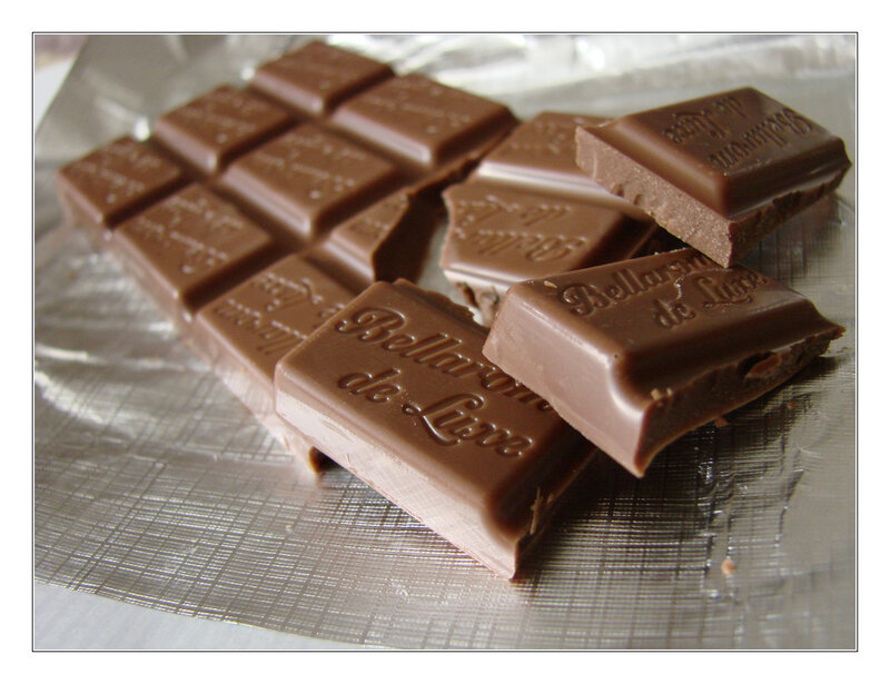 Broken chocolate bar on foil