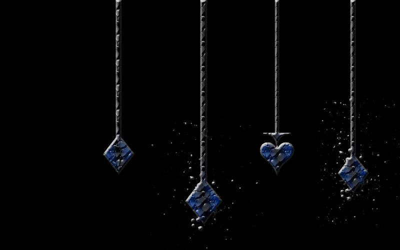 Broken gem pendants on chains
