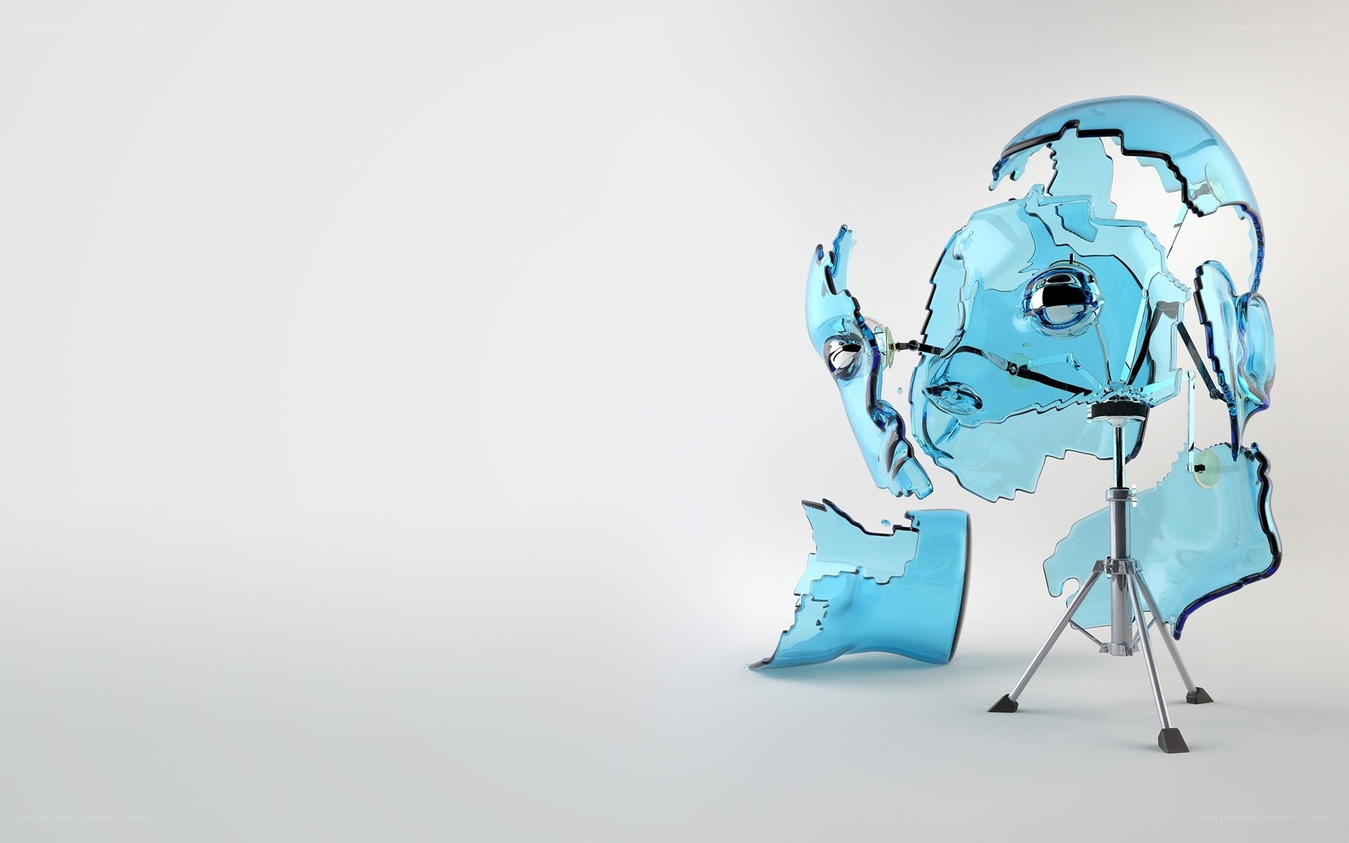 Broken glass head sculpture