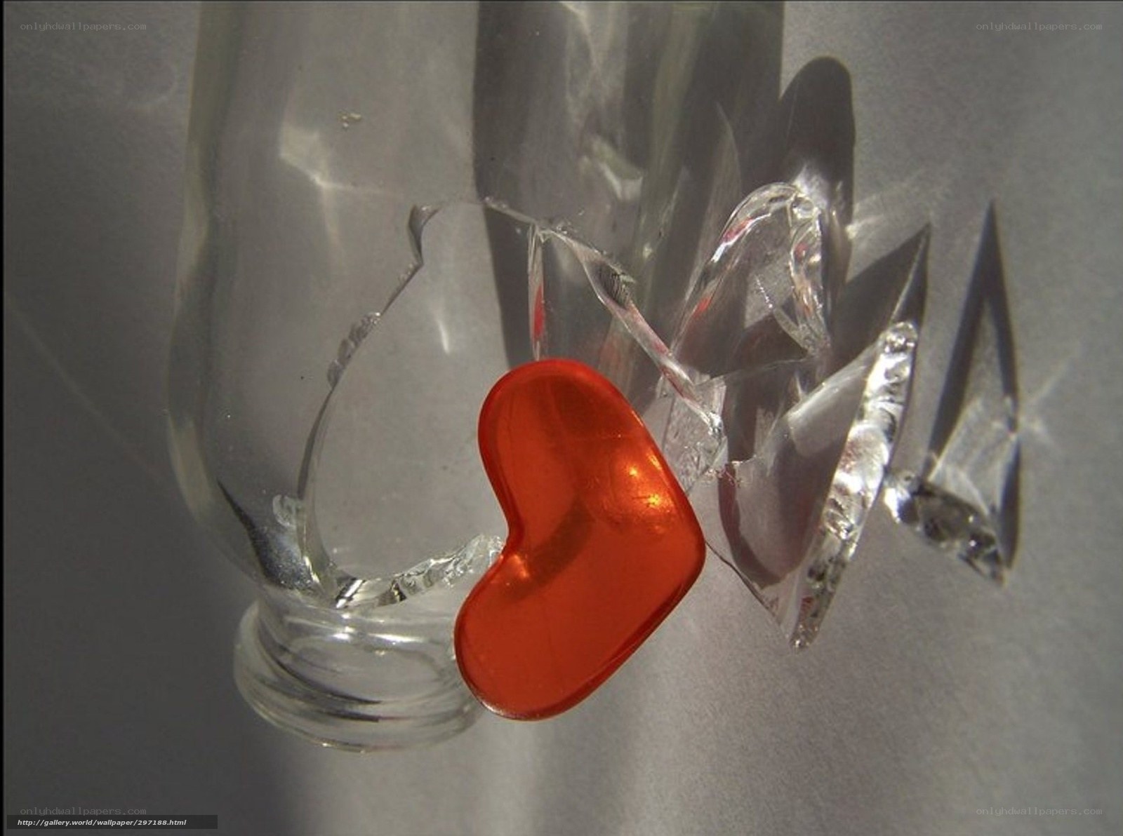 Broken glass heart