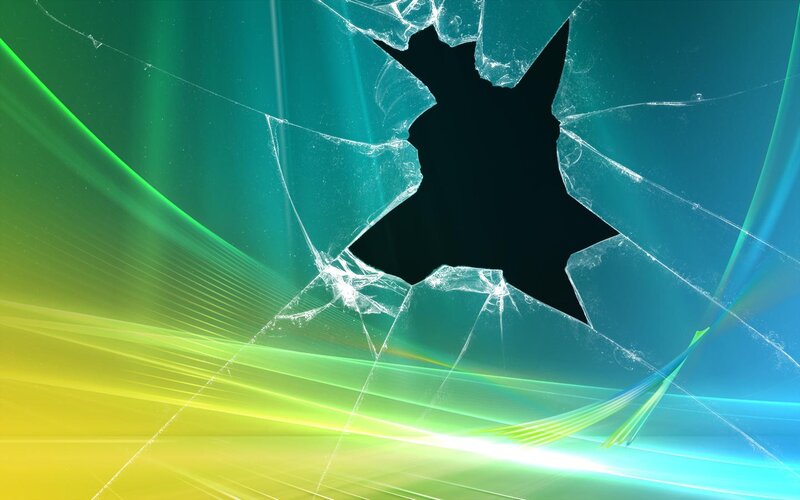 Broken glass on colorful background