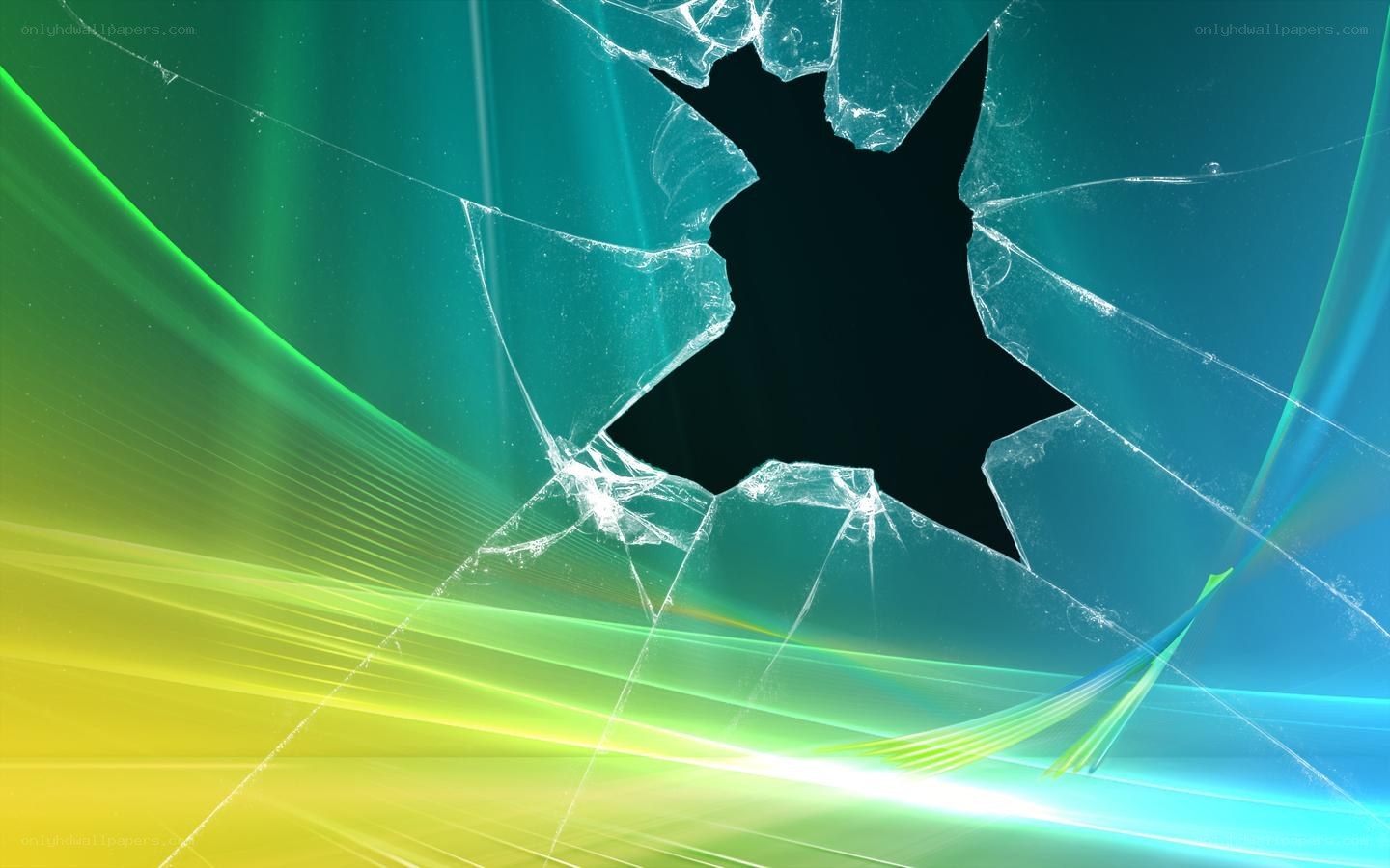Broken glass on colorful background