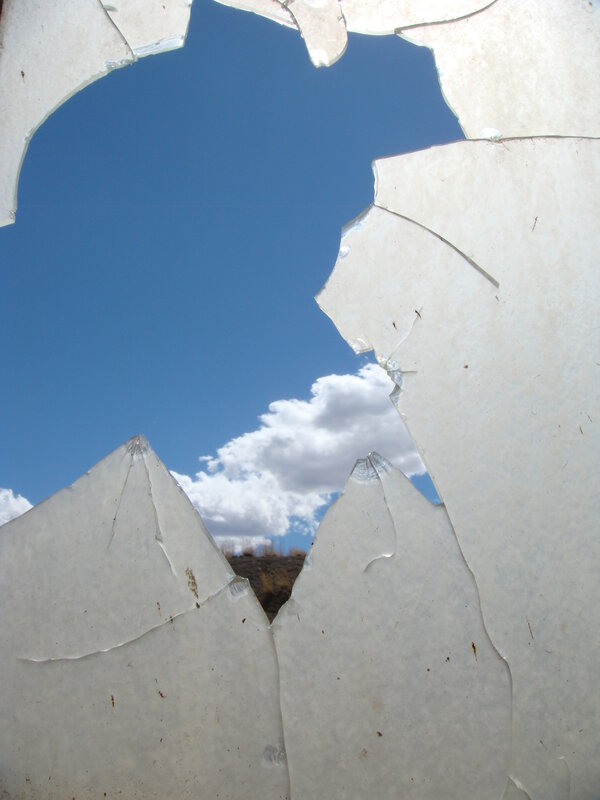 broken glass view of sky