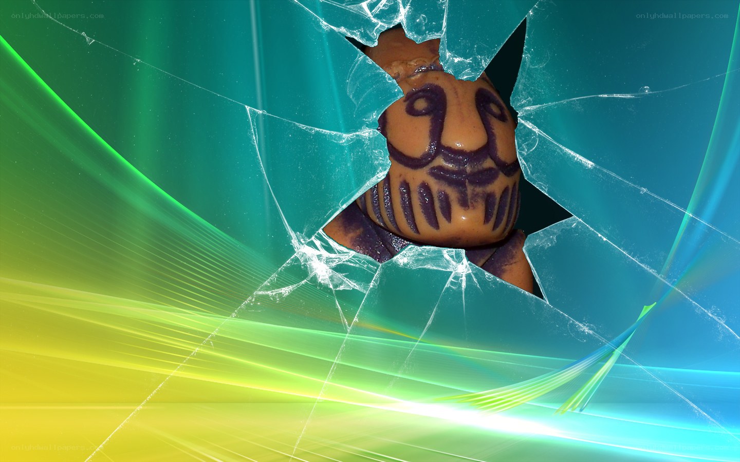 broken glass with figurine