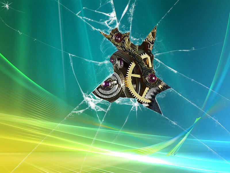 Broken glass with gears