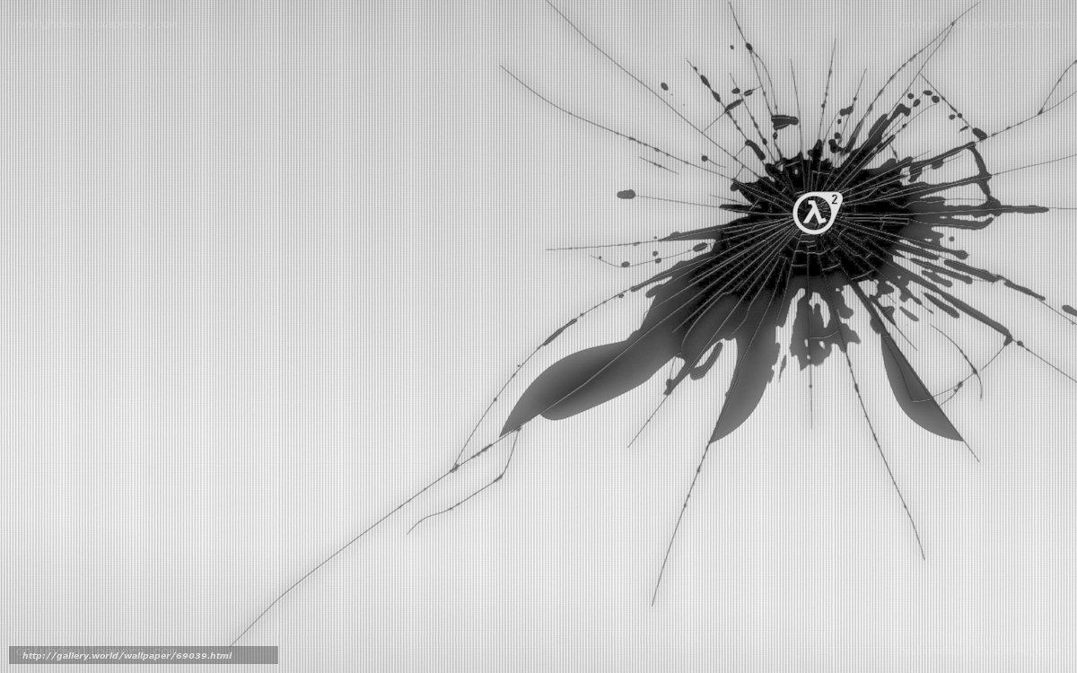 Broken glass with Half-Life 2 logo
