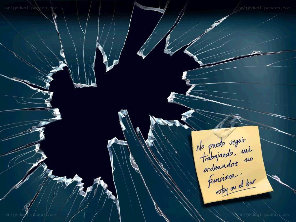 Broken glass with note