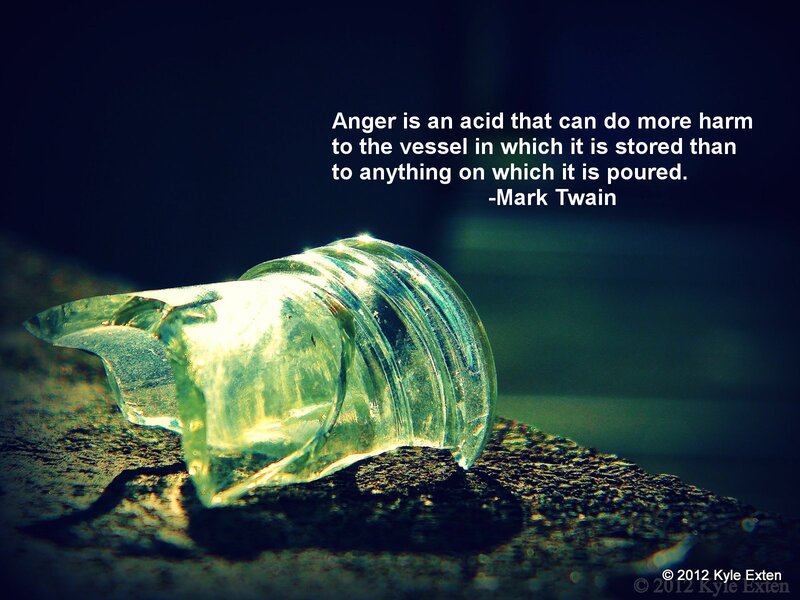 Broken glass with quote