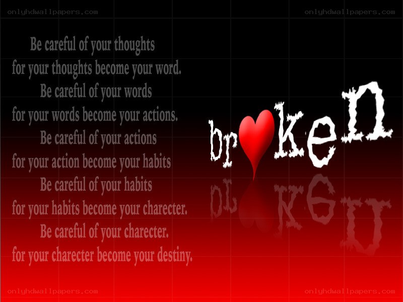 Broken heart and quote