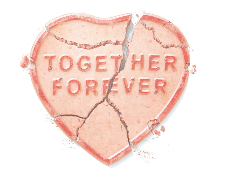 Broken heart candy with text