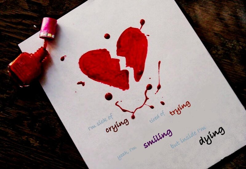 Broken Heart Drawing — White