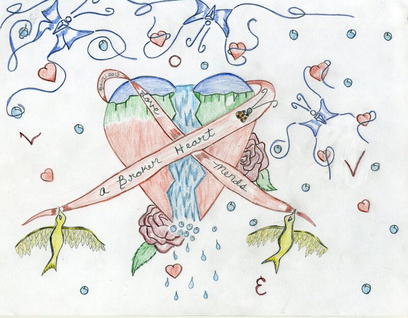 Broken Heart Illustration — Red, Melancholic, Hearts