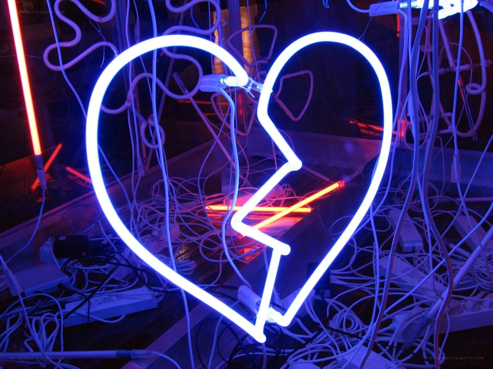 Broken heart neon sign