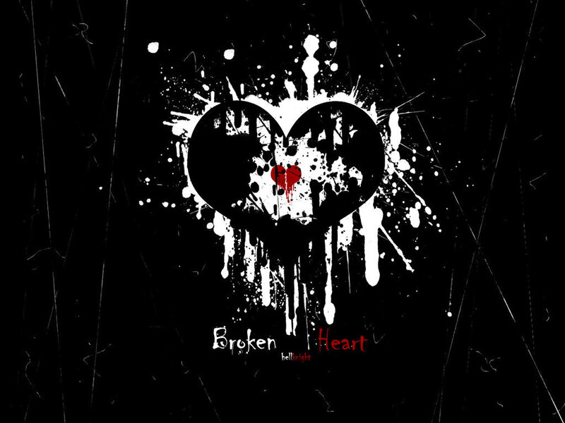 Broken Heart Symbol — Black, Dark, Digital Art
