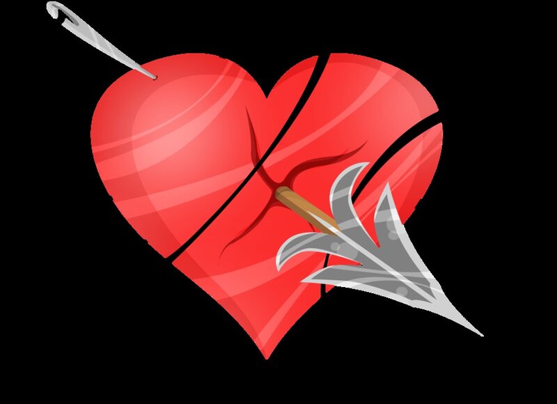 Broken Heart with Arrow — Red