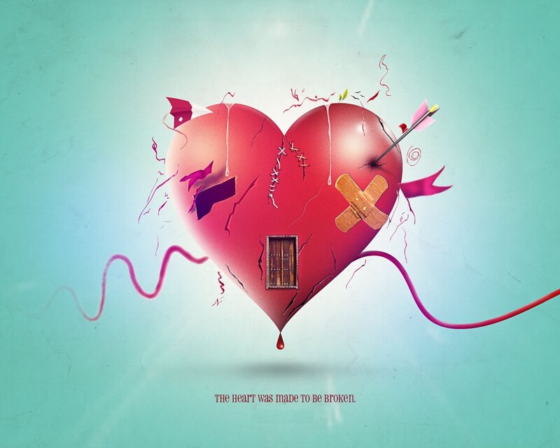 broken heart with arrow