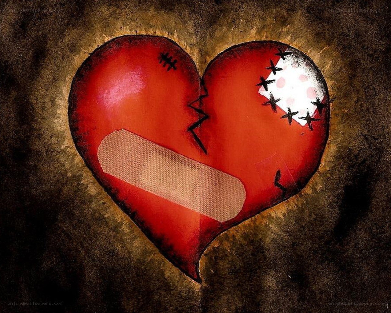broken heart with bandage