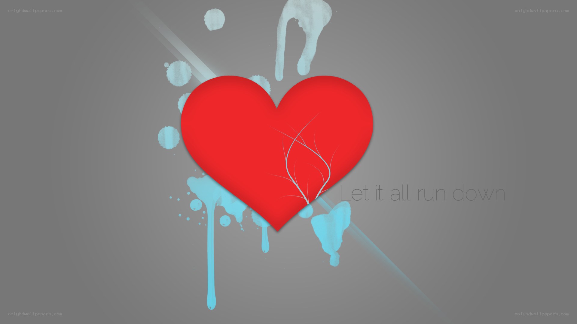 broken heart with blue paint