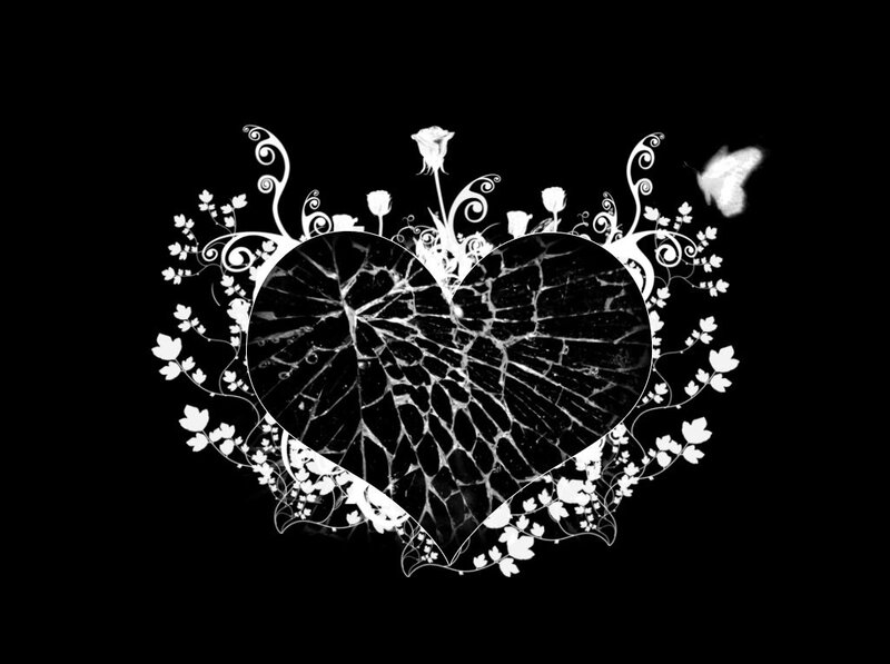 Broken heart with floral design