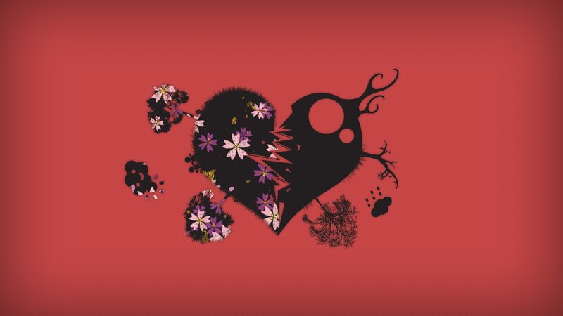 Broken heart with flowers