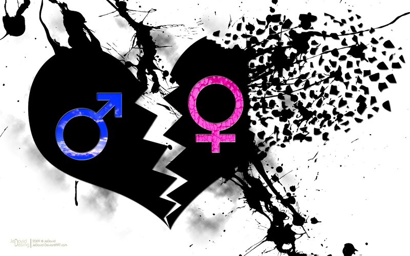 broken heart with gender symbols
