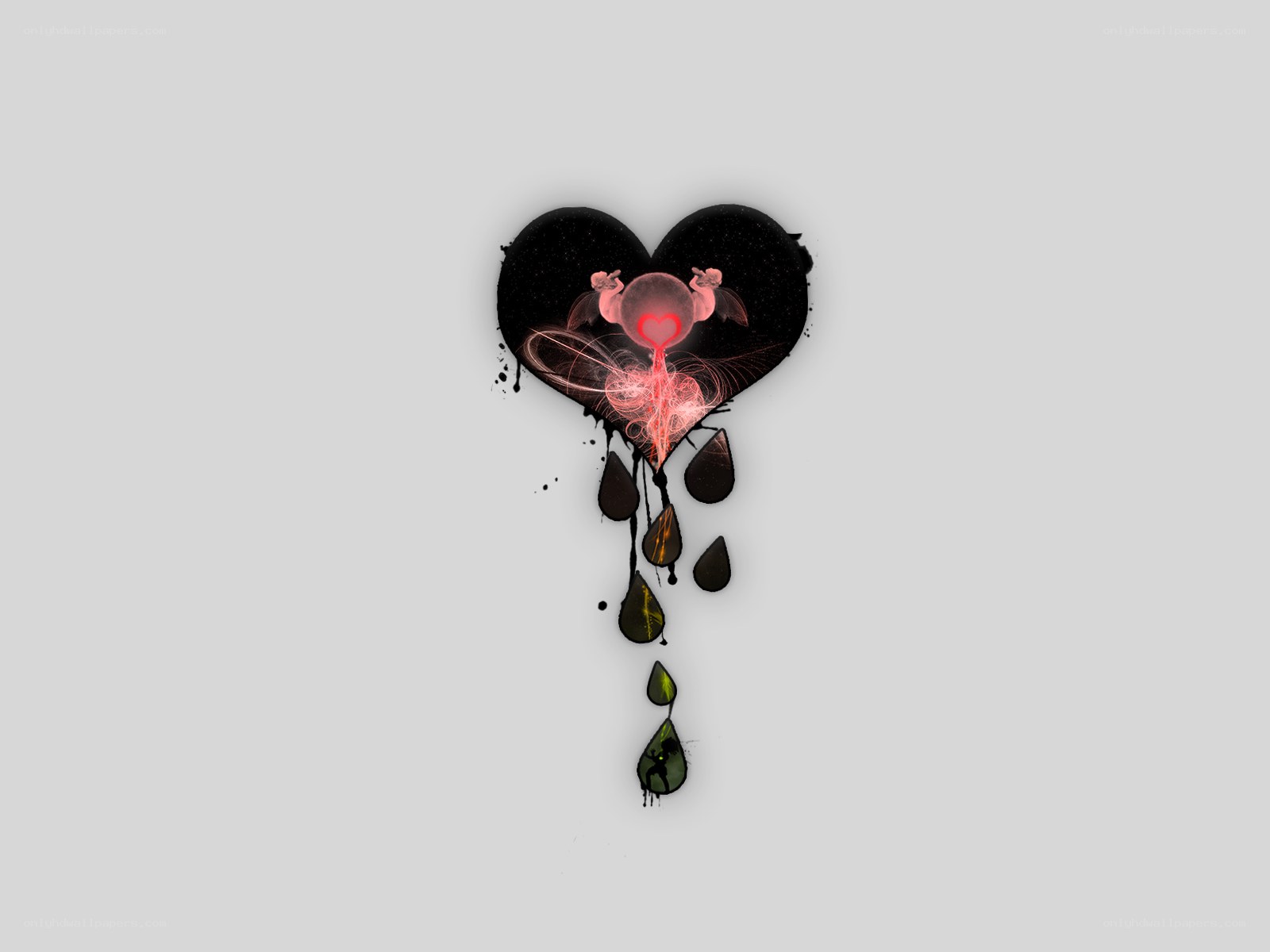 broken heart with glowing core