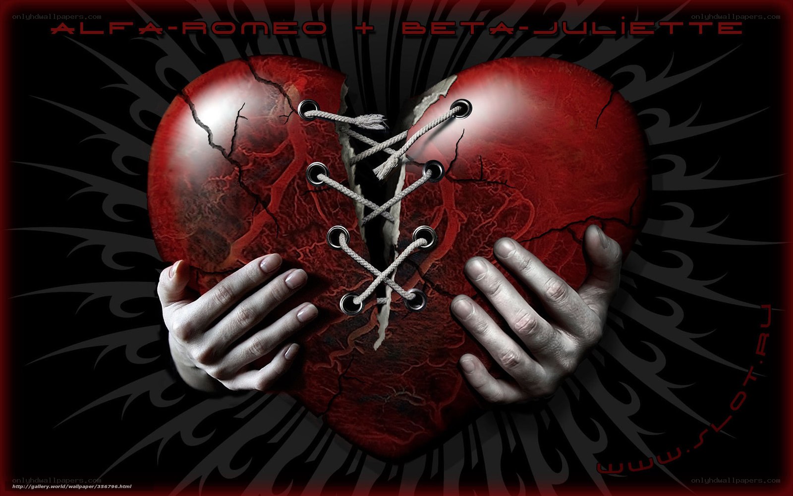 Broken heart with laces