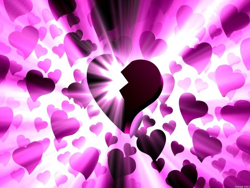 broken heart with purple hearts