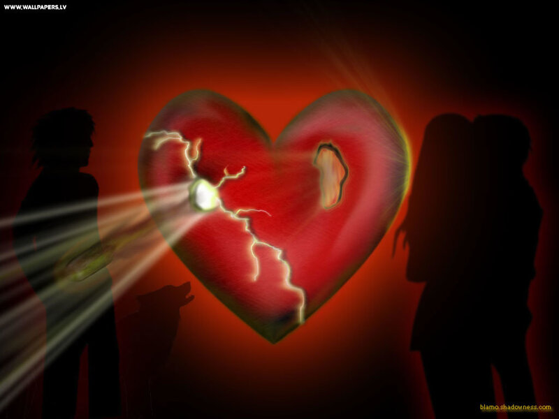 broken heart with silhouettes