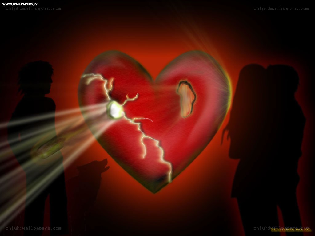 broken heart with silhouettes