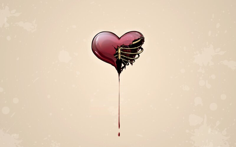 Broken Heart with Skeleton — Red