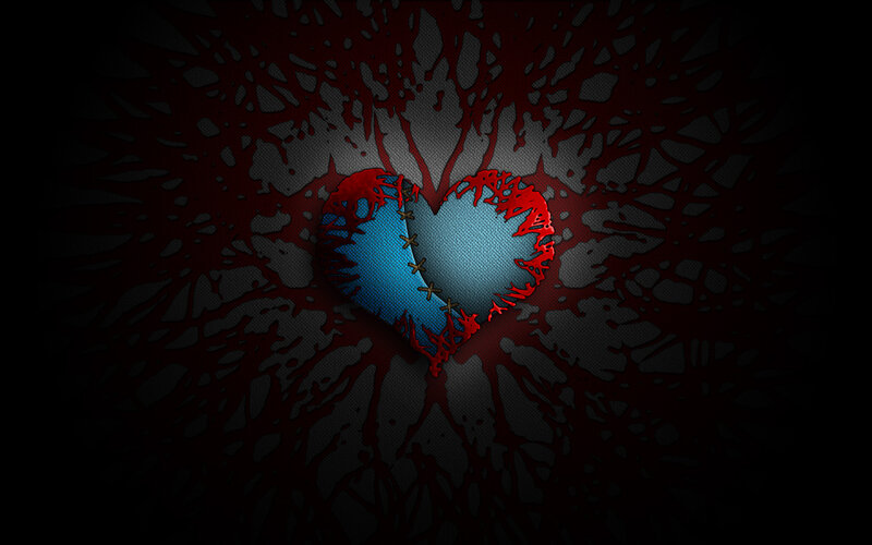 broken heart with stitches