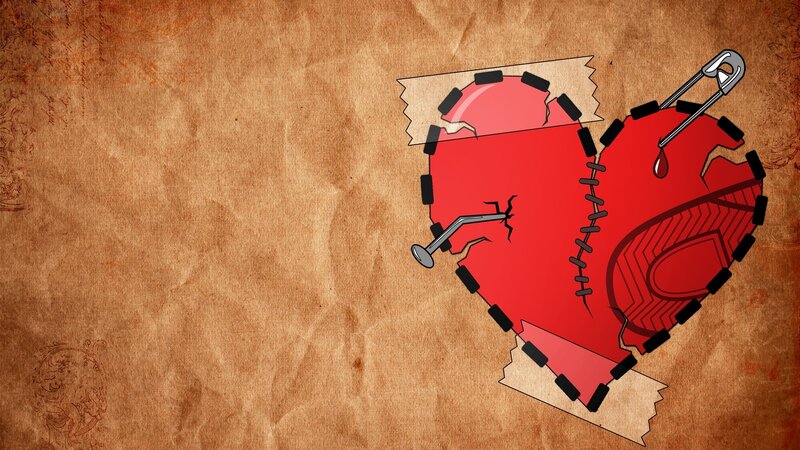 broken heart with stitches