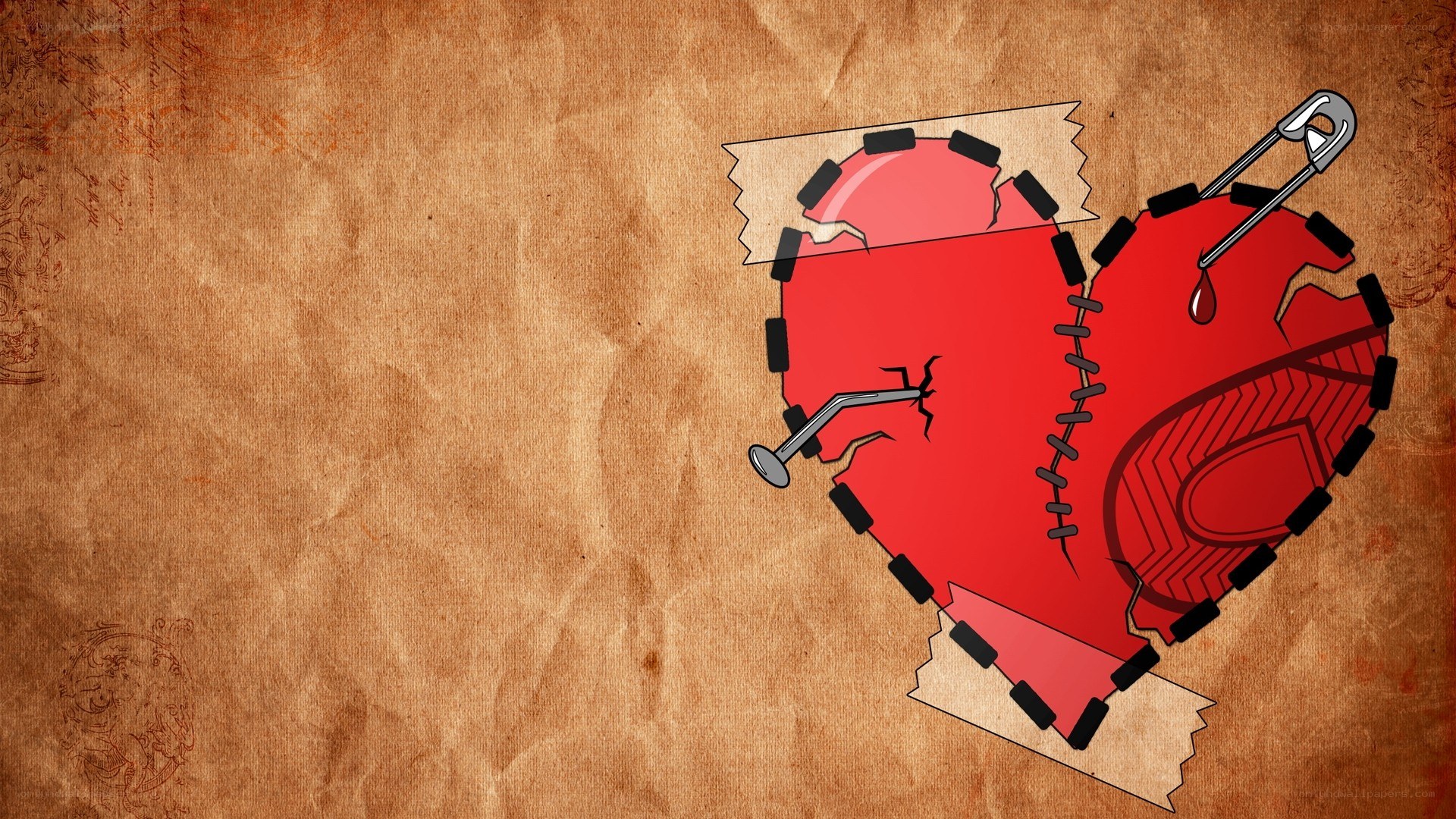 broken heart with stitches