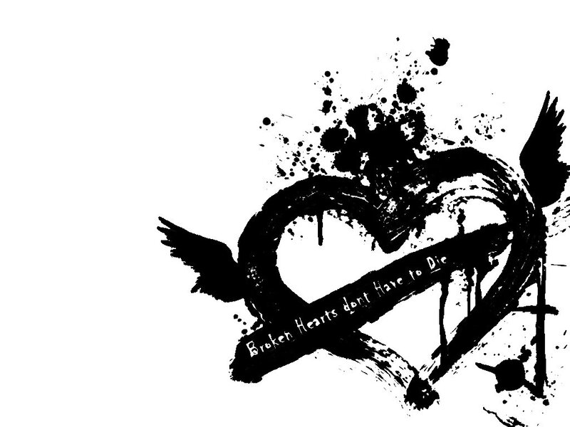 Broken Heart with Wings — Black