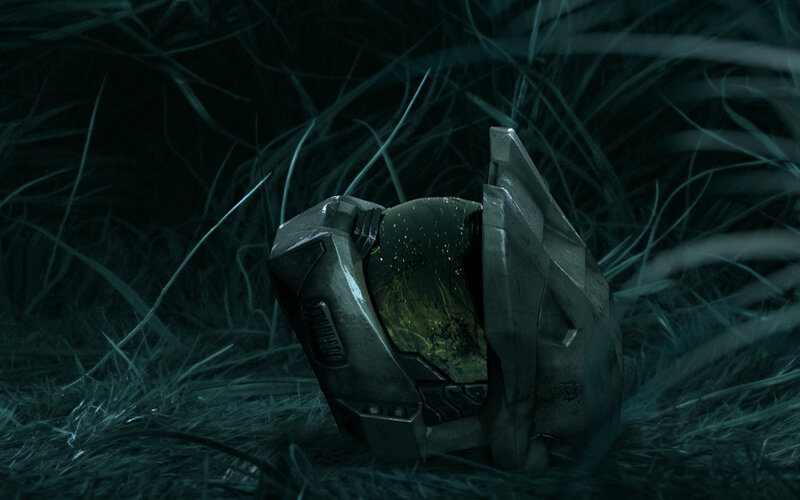 broken helmet in grass