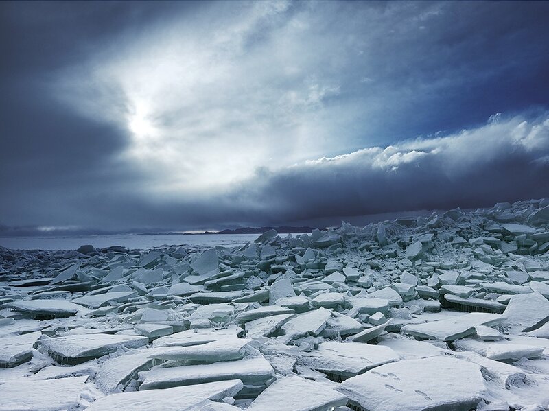 Broken Ice on Frozen Lake — Blue