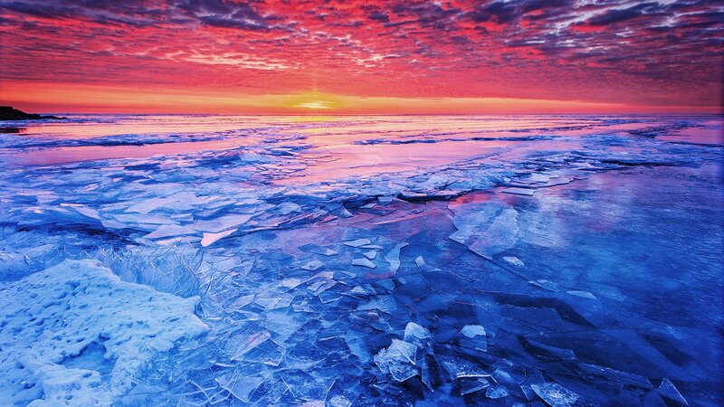 Broken Ice on Frozen Sea