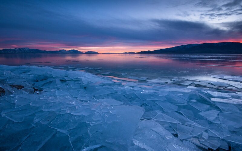 Broken Ice on Lake