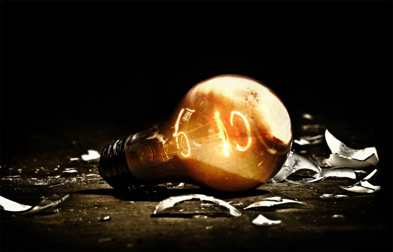 Broken Light Bulb — Black, Dramatic