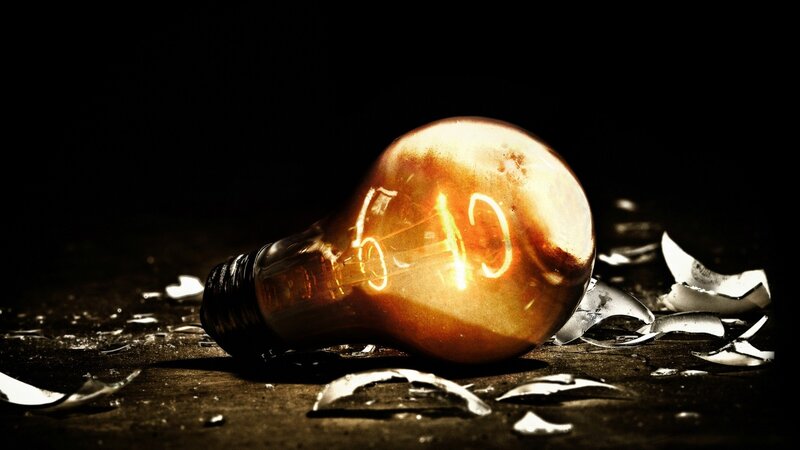 Broken Light Bulb — Black