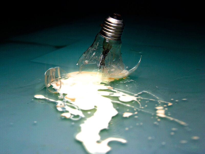 Broken Light Bulb — Blue, Dramatic