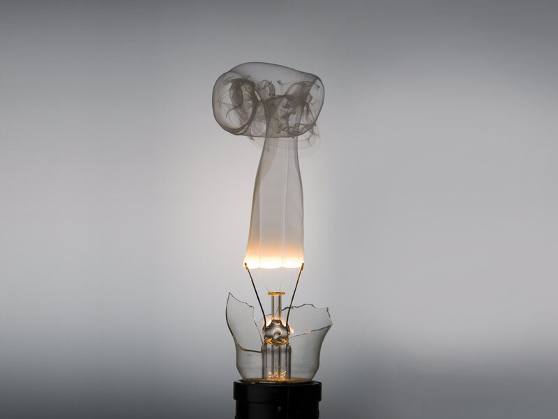 Broken Light Bulb — Gray, Dramatic, Photograph, Smoke