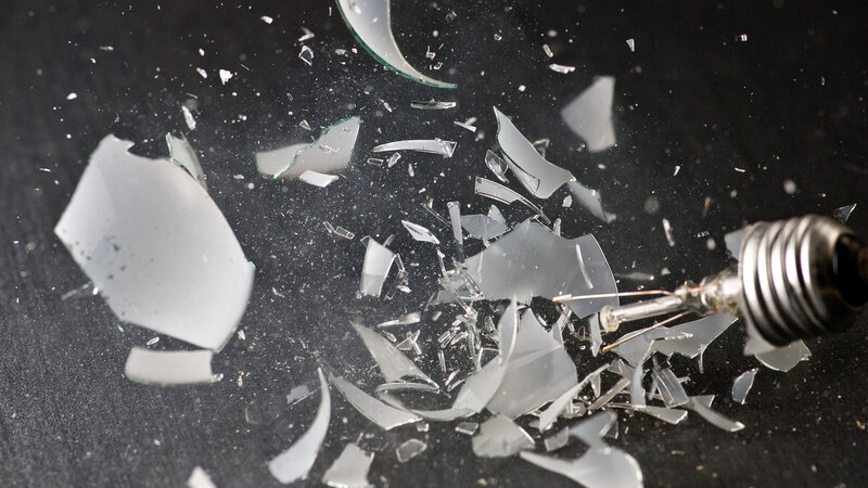 Broken light bulb shards