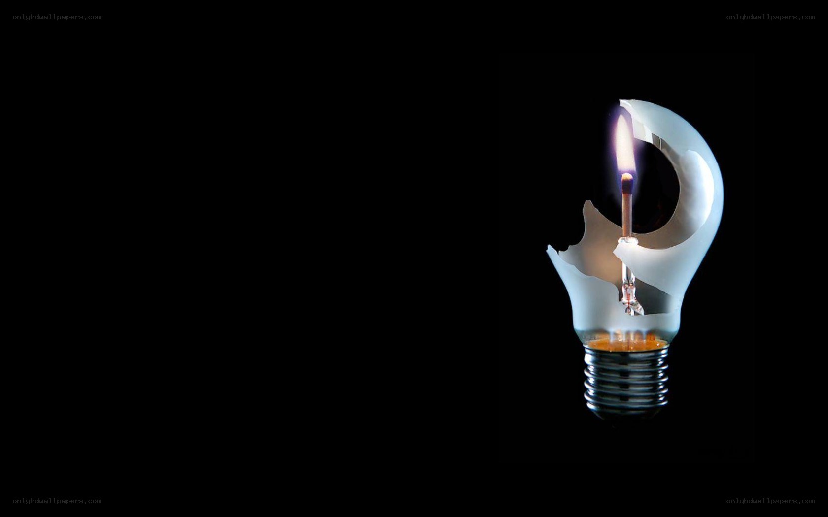 broken light bulb with match