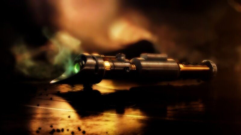 broken lightsaber on the ground