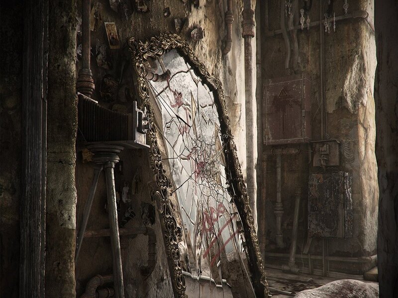 Broken Mirror in Ruin