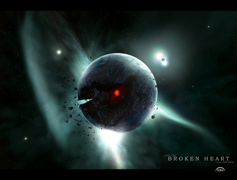 Broken Planet with Glowing Core