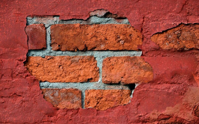 Broken Red Brick Wall